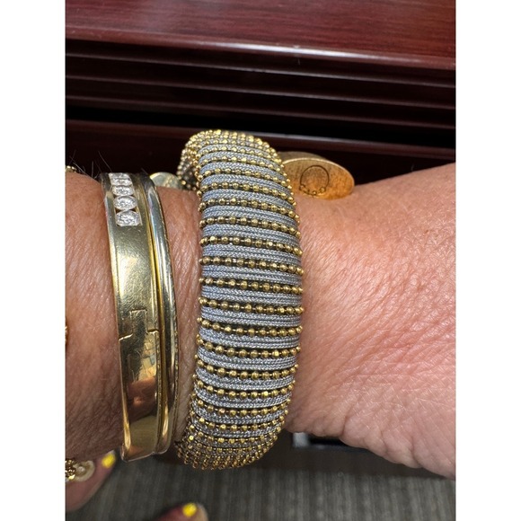 Carolina Bucci Woven Bangle Bracelet Gold Bead Accent Statement Jewelry - Picture 8 of 9